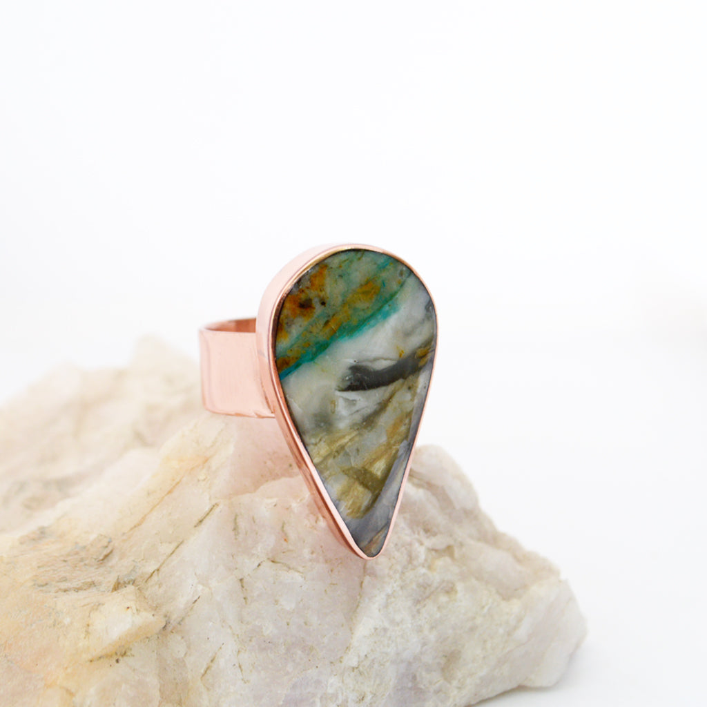 ANILLO DE COBRE Y ÓPALO ANDINO