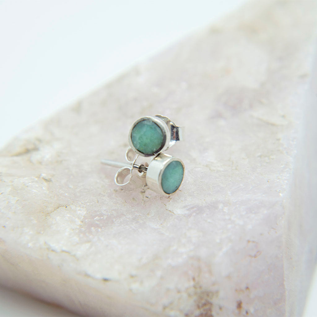 AROS MINI DE PLATA CON CRISOPRASA