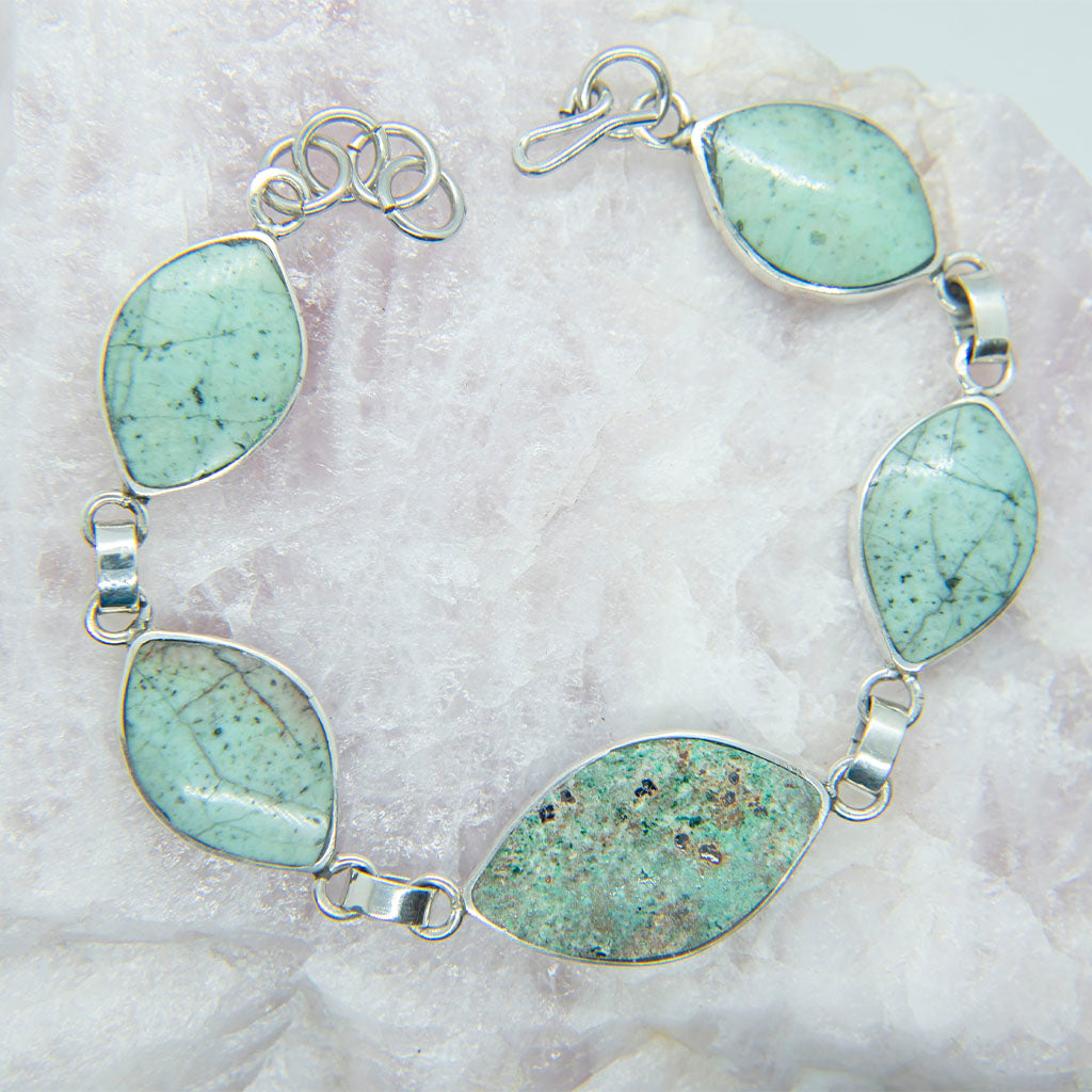 PULSERA REVERSIBLE DE PLATA CON LAPISLÁZULI Y CRISOPRASA