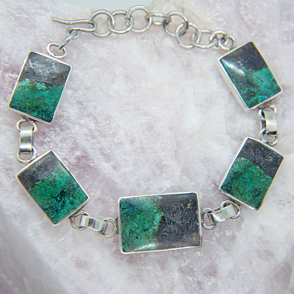 PULSERA REVERSIBLE DE PLATA LAPISLÁZULI Y MALAQUITA