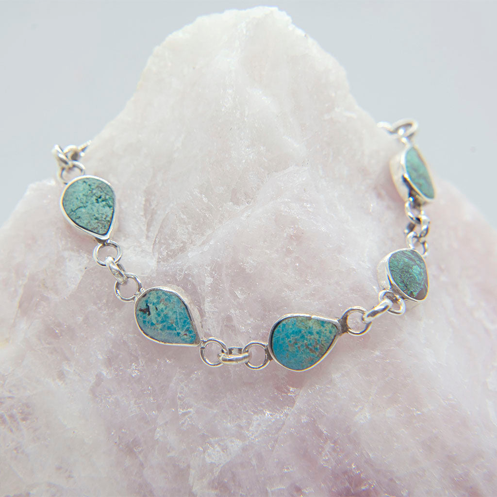 PULSERA REVERSIBLE DE PLATA LAPISLÁZULI Y CRISOCOLA