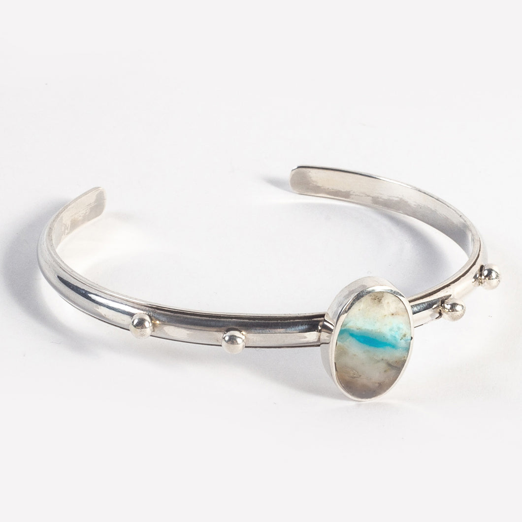 PULSERA ESCLAVA DE PLATA CON ÓPALO ANDINO