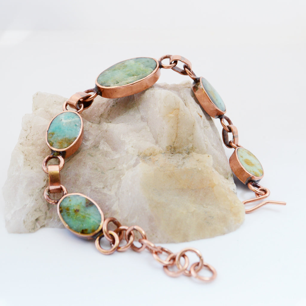 PULSERA REVERSIBLE DE COBRE CON CRISOPRASA Y LAPISLÁZULI