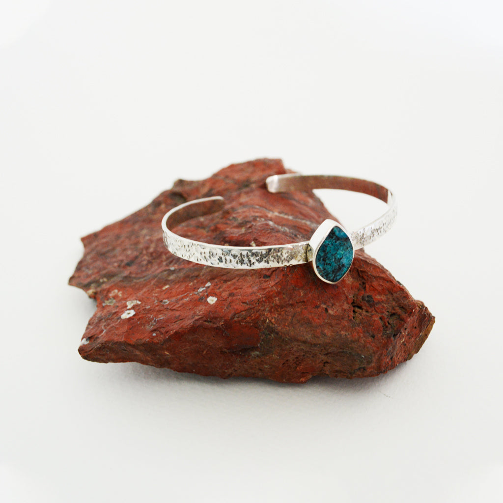 PULSERA ESCLAVA DE PLATA CON CRISOCOLA